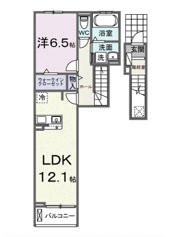 シエルクラスかわせみ(1LDK/2階)の間取り写真