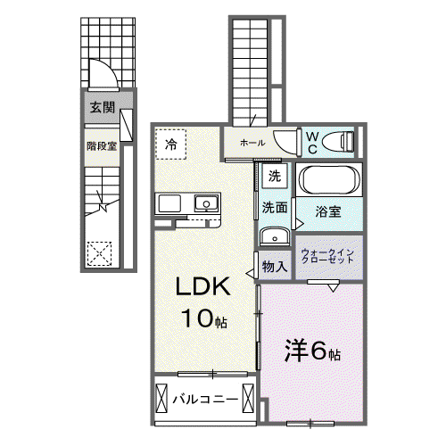 シエルクラスかわせみ(1LDK/2階)の間取り写真