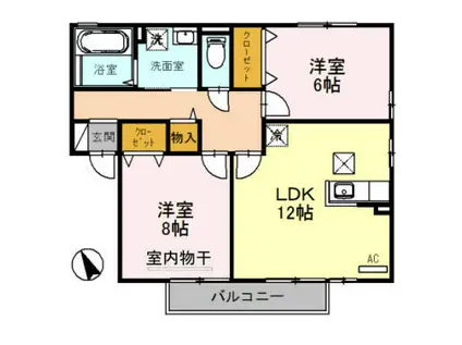 リビングタウン水口D棟(2LDK/1階)の間取り写真