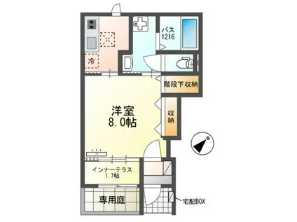 CASA FELICE 深川(1K/1階)の間取り写真