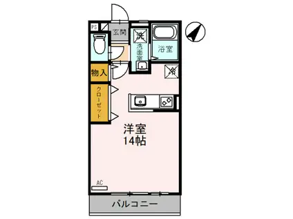 夢咲きの里GH G(ワンルーム/1階)の間取り写真