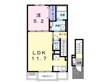 クオーレ Ⅰ(1LDK/2階)の間取り写真
