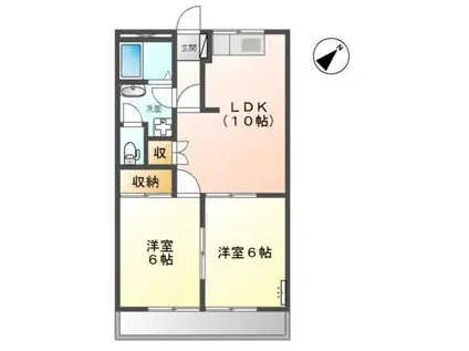 グランディールディアTEN(2LDK/2階)の間取り写真