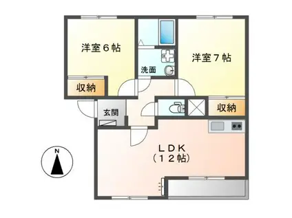 ソレイユ(2LDK/2階)の間取り写真