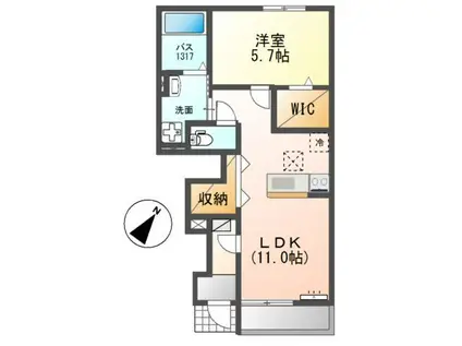 水口町新城アパート(1LDK/1階)の間取り写真