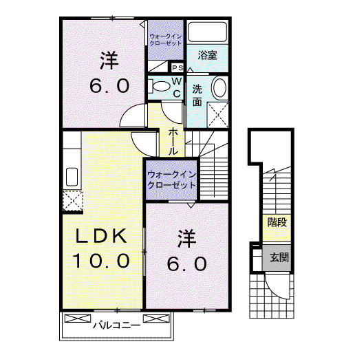 パディーポンド(2LDK/2階)の間取り写真
