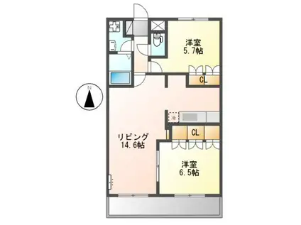 CASA VERDE(2LDK/2階)の間取り写真