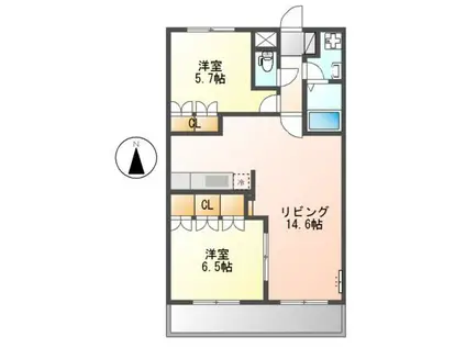 CASA VERDE(2LDK/2階)の間取り写真