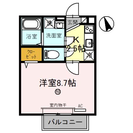 アルページュ小倉(1K/1階)の間取り写真