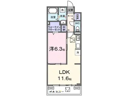 リルーム 東近江(1LDK/1階)の間取り写真