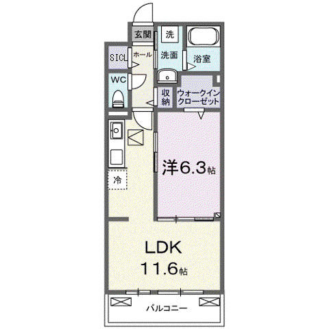 リルーム 東近江(1LDK/1階)の間取り写真