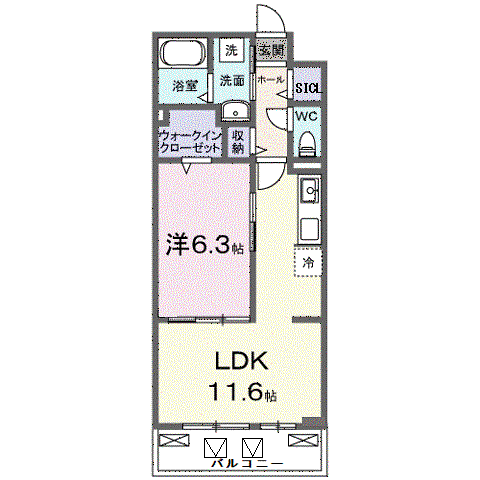 リルーム 東近江(1LDK/2階)の間取り写真