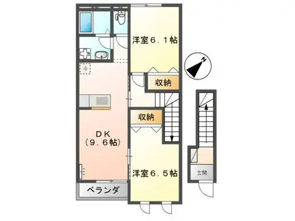 サンライズガーデン(2DK/2階)の間取り写真