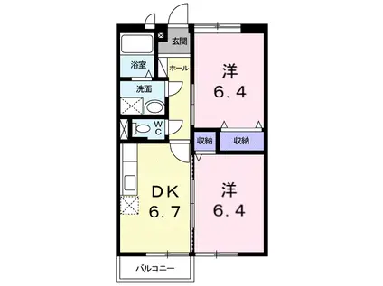 ユートピアⅡ(2DK/1階)の間取り写真