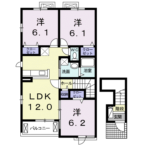ジョイ アルミュール C(3LDK/2階)の間取り写真