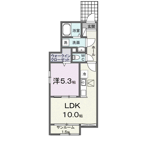 ルミエール-D(1LDK/1階)の間取り写真