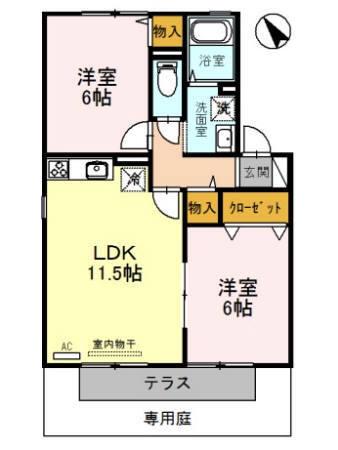 クラジールヤマザキ(2LDK/1階)の間取り写真