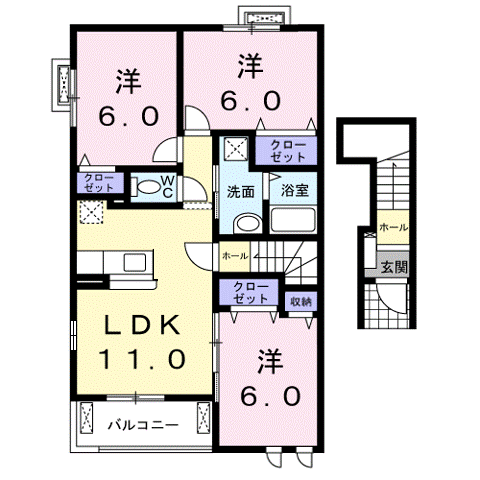 アプリコットこうなん(3LDK/2階)の間取り写真