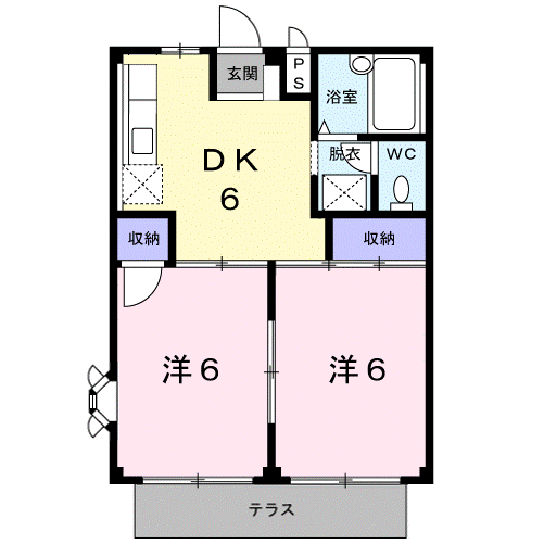 ユートピア(2DK/1階)の間取り写真