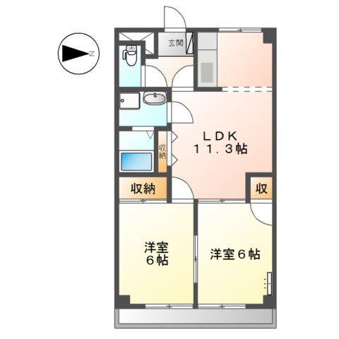 ロワールKENT(2LDK/3階)の間取り写真