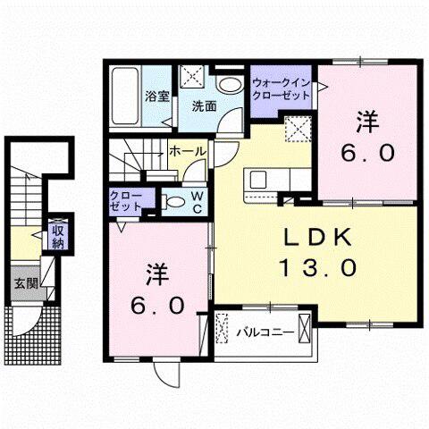 ヴェール フォレ(2LDK/2階)の間取り写真