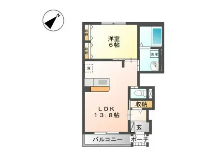 ルミエール(1LDK/1階)の間取り写真