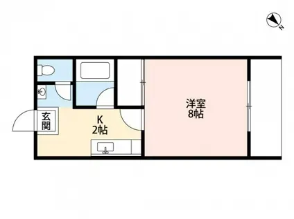 コーポ野美山(1K/2階)の間取り写真