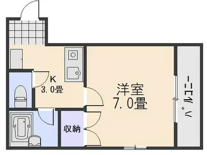 シティークロダ(1K/3階)の間取り写真