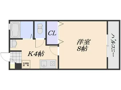 ファミーユ祇園(1K/2階)の間取り写真