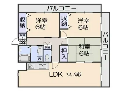 クレセールII番館(3LDK/3階)の間取り写真