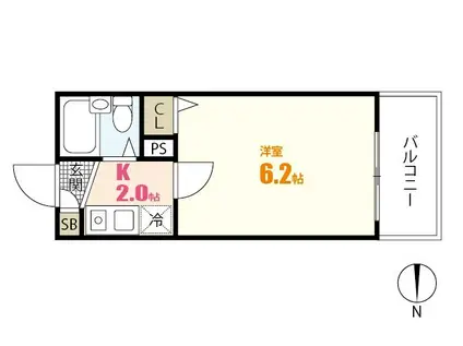 第2祇園Sビル(1K/3階)の間取り写真