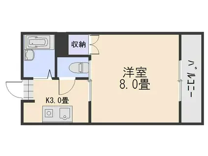 コーポヤナギI(1K/2階)の間取り写真