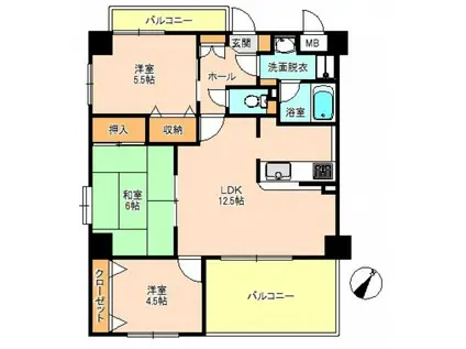 グリーンパラッツォ(3LDK/4階)の間取り写真