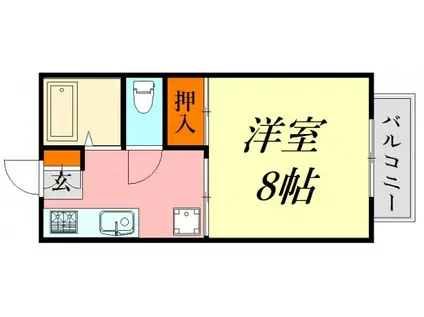 クリーンハウスコーポA棟(1DK/2階)の間取り写真