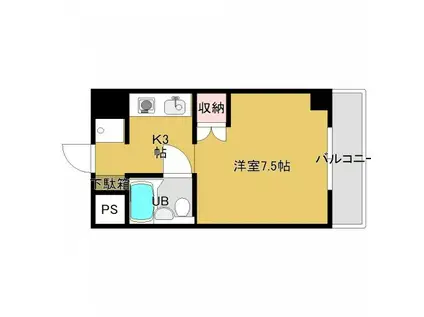 バザレビル(1K/3階)の間取り写真