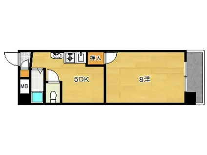 宮脇ビル(1DK/3階)の間取り写真