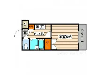 リバーパレス牛田新町(1K/1階)の間取り写真