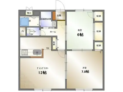 グランデ西原(2LDK/2階)の間取り写真