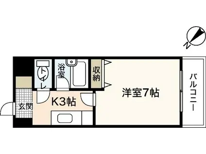 第2キャピタル祇園(1K/3階)の間取り写真