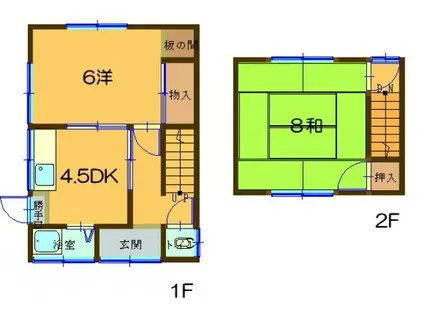 芸備線 矢賀駅 徒歩23分 2階建 築53年(2DK)の間取り写真