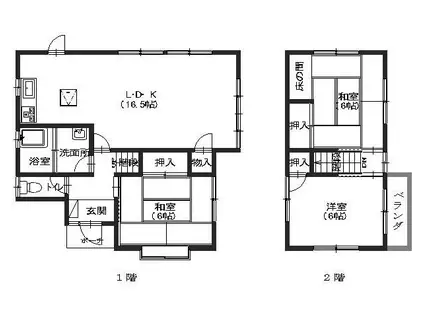 可部線 七軒茶屋駅 徒歩12分 2階建 築41年(3LDK)の間取り写真