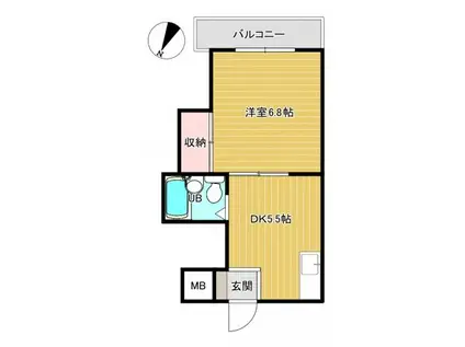 コーポカワモト(1DK/2階)の間取り写真