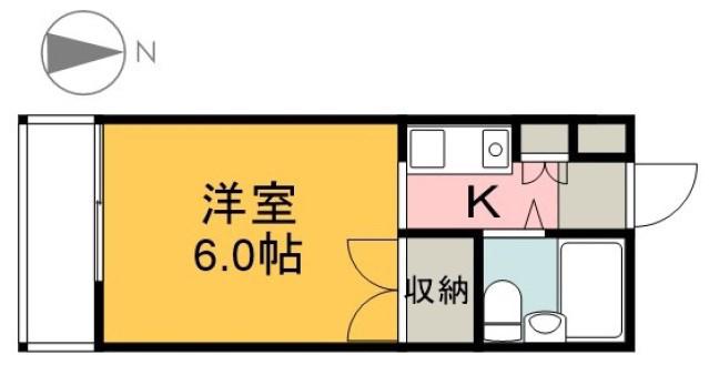 リバーハイツ(1K/2階)の間取り写真