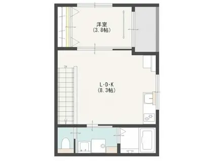 PRIVE上安(1LDK/2階)の間取り写真