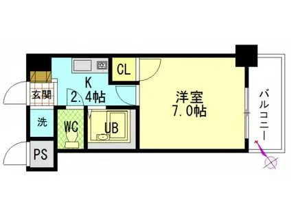 フォルム牛田新町(1K/8階)の間取り写真