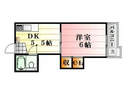 矢野ビル(1DK/3階)の間取り写真