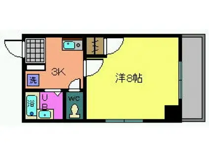 エトワール西村(1K/4階)の間取り写真