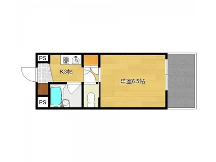 アクアサイドみささ(1K/2階)の間取り写真