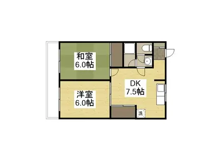 芸備線 戸坂駅 徒歩14分 4階建 築41年(2DK/4階)の間取り写真