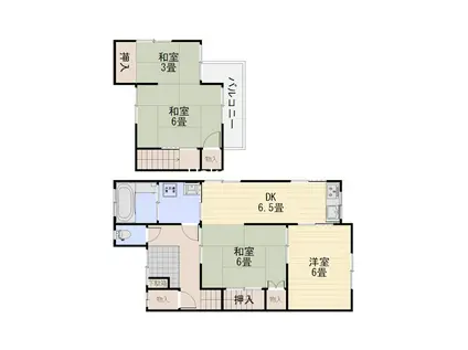 可部線 安芸長束駅 徒歩16分 2階建 築63年(3LDK)の間取り写真